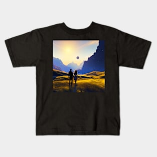 Valentine Wall Art -  Sunrise,Moonset - Unique Valentine Fantasy Planet Landsape - Photo print, canvas, artboard print Kids T-Shirt